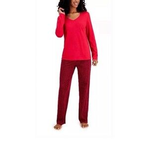 MSRP$49.50 Charter Club Cotton Pajama Set Tiny Buff Check Size M